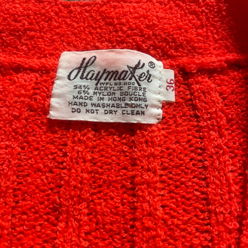 Vintage Haymaker Red  orange Acrylic-Nylon cardigan